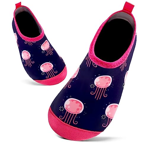 Badeschuhe Kinder Schwimmschuhe Wasserschuhe Schnell Trocknend Strandschuhe Aquaschuhe für Jungen Mädchen Baby Beach Pool(Quallen,7/7.5 UK Child,24/25 EU)