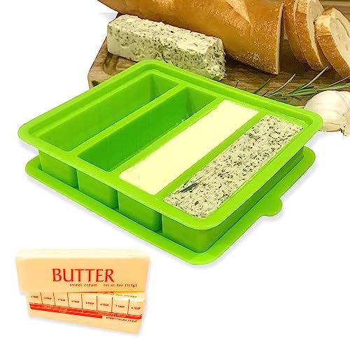 US Standard Buttersticks Größe – 236,8 g Silikon-Butterform mit Deckel – leicht streichbarer Halter für selbstgemachte Butter, Kräuterbutter, Riegel