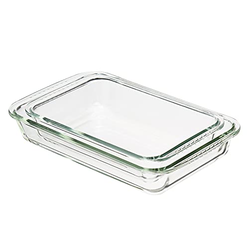 Amazon Basics Ofenfeste Auflaufformen aus Glas, 2er-Set, rechteckig (3 l und 1.5 l)