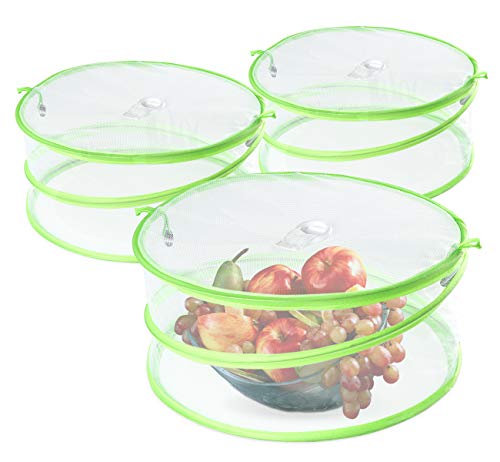 ilauke Fliegenhaube 3er Set, Lebensmittel Abdeckung für Essen Faltbare Kuchenabdeckung Fliegenschirm zum Schutz Ihrer Speisen und Getränke vor Insekten, 30x14cm