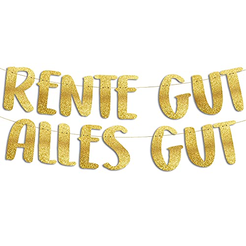 Glitzerbanner Rente Gut Alles Gut, Partyzubehör zum Ruhestand, Wanddeko zur Rente