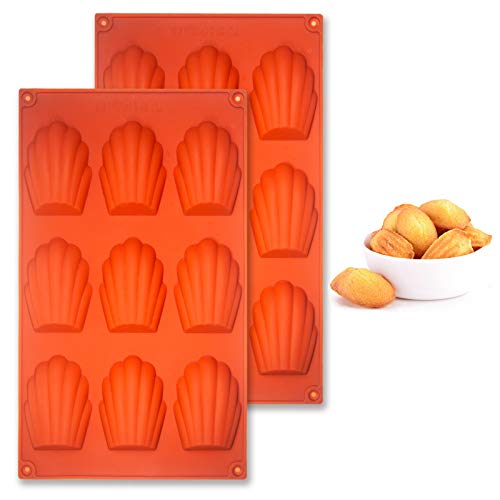 2 Stück Silikon Madeleines Backform Für Schokolade, SüßIgkeiten, Kekse, Eiswürfel (9 Hohlräume, Braun)