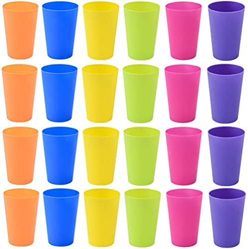 KAHEIGN 24Pcs Plastikbecher Wiederverwendbare Becher, 250ml Trinkbecher für Kinder, 6 Farben Bunt Campingbecher Set ideal für Küche, Partys im Freien, Picknick, Grillabende, Reisen und mehr