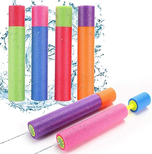 Ucradle 6er Wasserspritzpistole Set - 33cm Schaumstoff Spritzpistole Bunte Wasserpistole Groß Wasserspritze Wasserspielzeug Strand Pool Sommer Spielzeug für Kinder Erwachsene