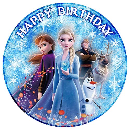 Essbare Tortenaufleger - Tortenaufleger Geburtstag - Tortendeko Frozen - Geburtstagskuchen Deko aus Fondant - Rund 20 cm - Esspapier Tortendeko - Tortenaufleger Frozen - Cake Decoration