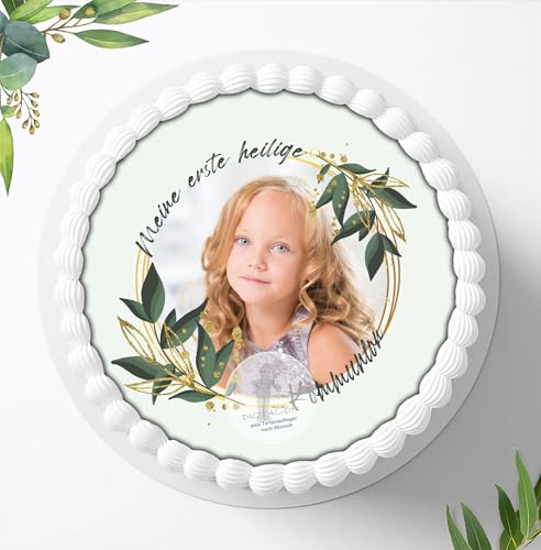 Zur Kommunion für deine Torten mit Wunsch Bild, Zuckerbild, Essbares Foto für Torten, Fondant, Tortenaufleger Ø 20cm, 0178c