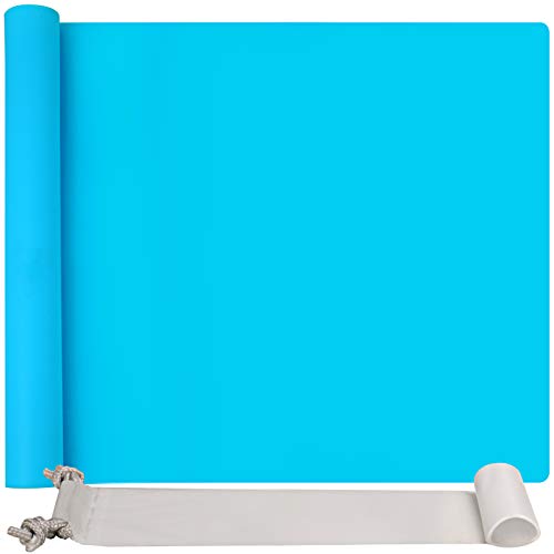 FANDAMEI Silikonmatte 60x40 cm, Silikonfolie Bastelmatte Silikon Unterlage Antihafte rutschfeste Tischmatte Arbeitsmatte Thekenmatte mit Aufbewahrungsbeutel, für Handwerk, DIY Zubehöre, Himmelblau