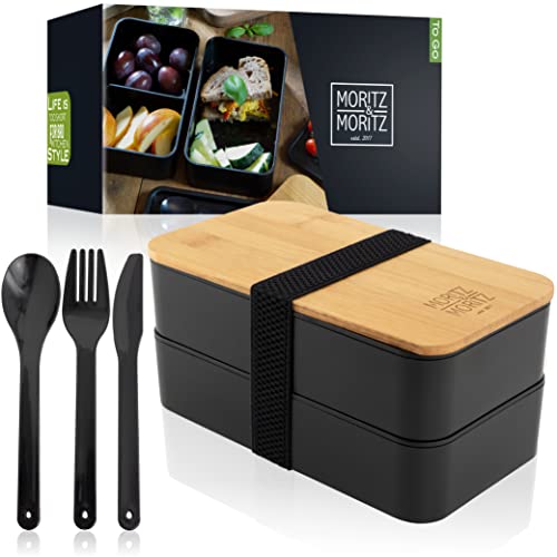 Moritz & Moritz Bento Box Japanisch – Perfekte Lunchbox für Erwachsene und Kinder - Brotdose mit Fächern – Ideal für die Arbeit, Schule und Unterwegs