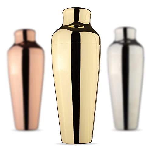 barmate Cocktail Shaker aus Edelstahl, Parisian Shaker, hochwertiges Barzubehör, 2-teilig 550 ml (gold)