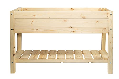 mgc24 Hochbeet Massiv L - Kiefernholz Natur rechteckig für Garten/Terrasse/Balkon - 118 x 40 x 78 cm