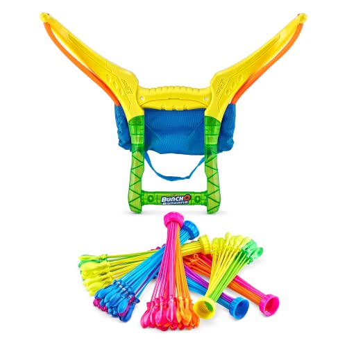 BUNCH O BALLOONS 56468-S001-ES Splash Werfer,100+ schnell zu füllende, selbstverschließende Wasserballons (6er-Pack) Neon, Multicolour, Slingshot & 200 Balloons