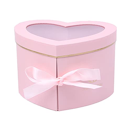 WEIWUXIAN Herzform Geschenkbox, Geschenkbox mit Schleife, Herzförmig Karton Geschenkbox, für Geburtstag, Jubiläum, Valentinstag (Rosa)