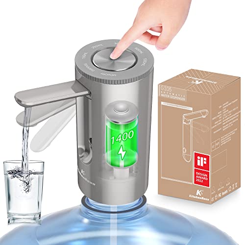 KitchenBoss Wasserflaschen Pumpe Flaschen Wasserspender: USB-Ladung Elektrischer Wasserspender, 1-5 Gallonen Tragbarer Wasserspenderpumpe