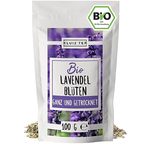 Bio Lavendelblüten getrocknet 100 Gramm - Lavendel Tee I 100% natürlich aus Biologischem Anbau by KLUIZ TEA