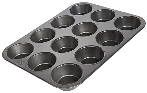 wenco Muffinform 12er antihaft Backblech, Spülmaschinengeeignet, Karbonstahl – Muffinblech für 12 Muffin – Hitzebeständig bis 220°C, schwarz