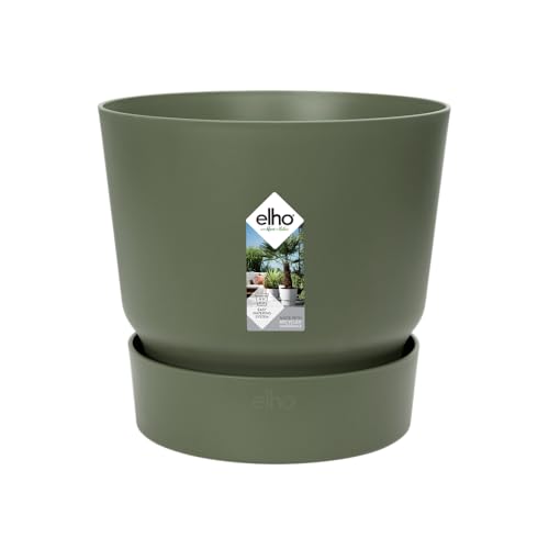 elho Greenville Rund 14 - Blumentopf für Innen und Außen - Selbstbewässerungstopf - 100% Recyceltem Plastik - Ø 14.0 x H 13.4 cm - Grün/Laubgrün