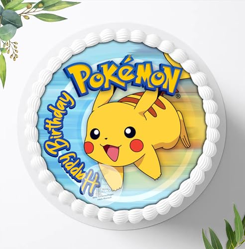 Digital-on Für die Geburtstags Torte, Zuckerbild kompatibel mit: Pokemon Pikachu, Essbares Foto für Torten, Fondant, Tortenaufleger Ø 20cm, 0067z