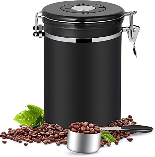 Dreamhigh® Kaffeedose Luftdicht 1kg Bohnen - Kaffeebehälter aus Edelstahl mit Messlöffel-2800 ml
