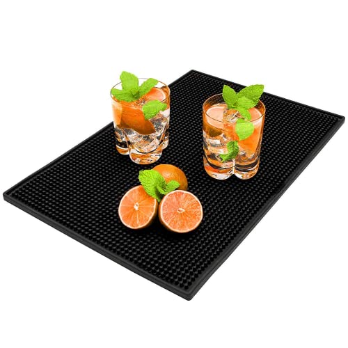 Bar Service Matte, Bar Mat 45x30cm Barmatte Gummi Bar Zubehör Abtropfmatte Geschirr Trocknungs Pad Überlaufmatte Schnell Trocknend Rutschfest für Bar Club Küche Café Schwarz