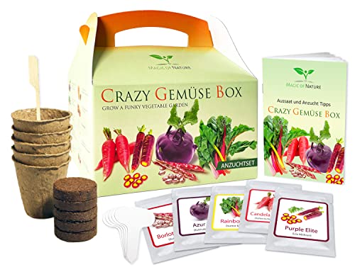 Magic of Nature Crazy Gemüse Box - Samen Anzuchtset - 5 Irre Gemüse Sorten zum Selberzüchten oder zum Verschenken