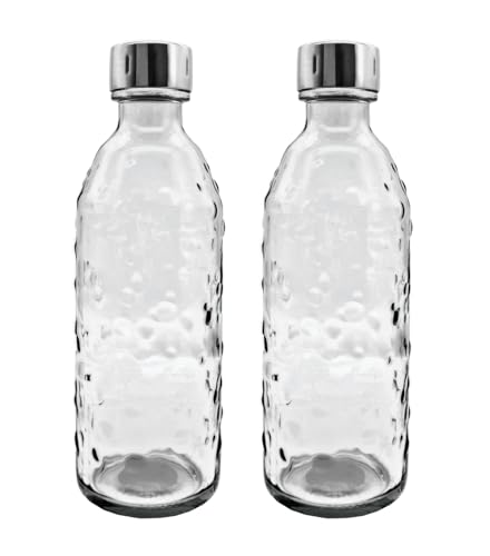 SodaBär | Glasflasche (Doppelpack) für Wassersprudler (SodaStream*,Aarke*,uvm.) im Retro Design | 0,7 l mit TWIN SECURE by SodaBär