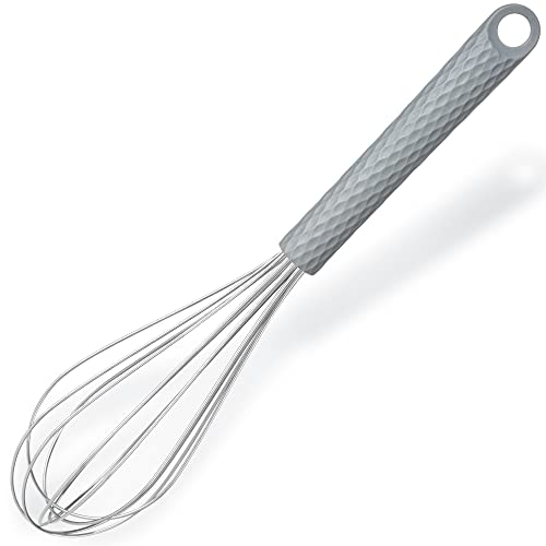 Schneebesen Edelstahl, 28cm Länge - Spülmaschinenfest & lang anhaltende Rührbesen mit weichem bequemem Silikon Griff - Der perfekte Schaumbesen für Ihre Küche - Ideal whisk zum Backen und Mischen