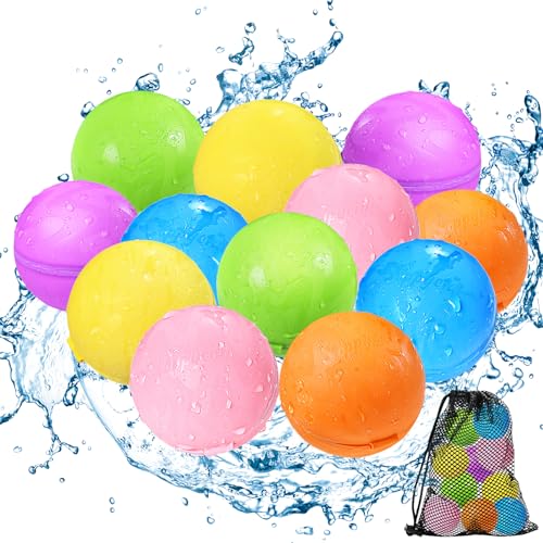 Wiederverwendbare Wasserballons, Sommerspielzeug, Wasserspielzeug für Jungen und Mädchen, Außenpool, Strandspielzeug für Kinder, Wasserspiele, Spielzeug, selbstdichtender Wasserspritzball (12 Stück)