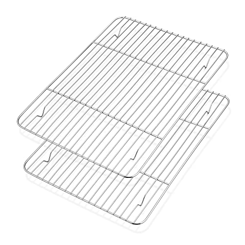 Abkühlgitter, Herogo Edelstahl Auskühlgitter 2er-Set, Rechteckig Kuchengitter Abkühlgitter zum Braten Backen Grillen Kühlen, 38,6 x 28,4 x 1,5cm, groß Backofen Kühlgitter Backgitter, Spülmaschinenfest