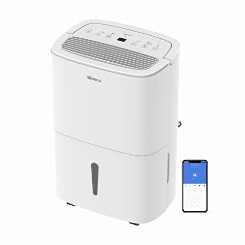 SHINCO Elektrische Luftentfeuchter, 30L/24h, Wifi, Energieeinsparung, Automatischer Neustart, Wäsche trocknen, 24H Timer, 5L Wassertank, Aktivkohlefilter, kontinuierlicher Abfluss, Raumgröße ca. 105m³