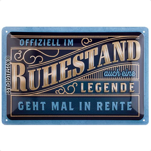 Nostalgic-Art Retro Blechschild, 20 x 30 cm, Ruhestand – Geschenk-Idee für Renter, aus Metall, Vintage Design