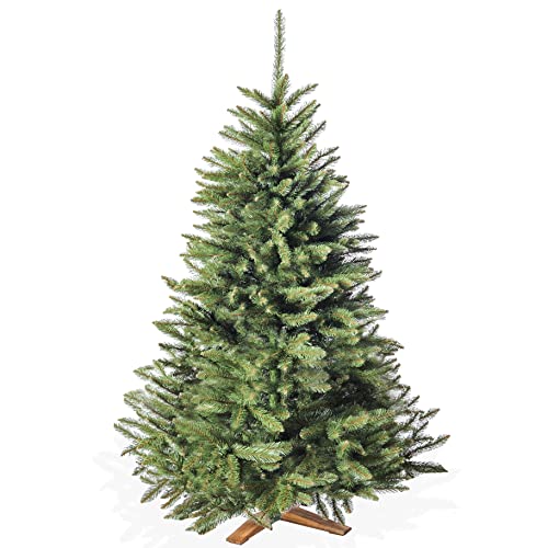 Künstlicher Weihnachtsbaum 180cm, in Premium Qualität mit Holzständer – Naturgetreu und mit dicht bestückten Zweigen – Künstliche Weihnachtsbäume