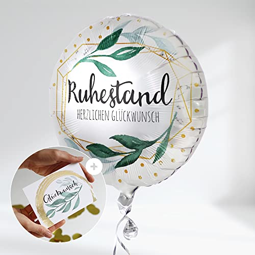 BallonStar® Ruhestand Luftballon zum Renteneintritt, Rente und Glückwunsch Gratulationen mit Design Grußkarte