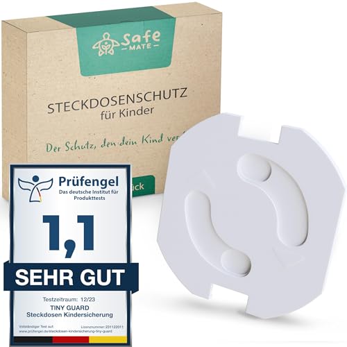 SafeMate® (20Stk.) Steckdosen Kindersicherung - Mit KIDSAFELOCK Kindersicherung für extra Sicherheit - Steckdosenschutz Baby, der passt & bleibt - für eine Sichere Umgebung für Babys & Kleinkinder