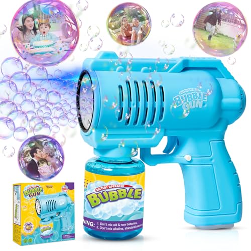 Panacare Seifenblasenpistolen, Seifenblasenmaschine Gun Kinder 4000+ Blasen/Minute mit 130ML Seifenblasenlösung, Blasenmaschine Blasenspielzeug Geschenk für Kinder/Geburtstag/Party, Bubble Gun (Blue)