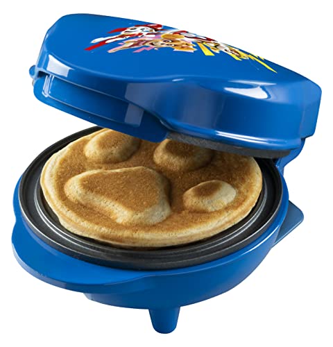 Mini-Waffeleisen im einzigartigen Paw Patrol Design, für Kindergeburtstage, Ostern & Weihnachten, inkl. Backampel, Waffelgröße: Ø 10cm, offizielles Lizenzprodukt, Farbe: Blau