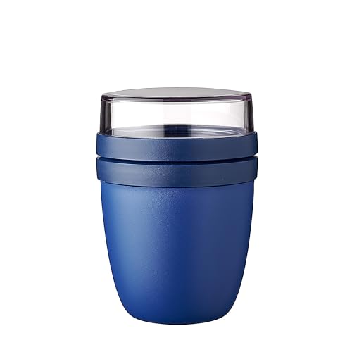 Mepal Müslibecher to go - praktischer Joghurtbecher - Unterteilung für Joghurt & Müsli - Geeignet für Gefrierschrank, Mikrowelle & Spülmaschine - 500 ml + 200 ml - Vivid Blue