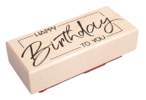 Rayher Stempel Holz "Happy Birthday to you", 4 x 9 cm, Stempel Geburtstag, Holzstempel zum Gestalten von Karten, Umschlägen, Geschenken, Motivstempel, Butterer Stempel, 29245000