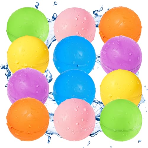 SOPPYCID 12 Stück wiederverwendbare Wasserballons, Pool-Strand-Wasserspielzeug für Jungen und Mädchen, Outdoor-Sommerspielzeug für Kinder, magnetischer Wasserball für Outdoor-Aktivitäten