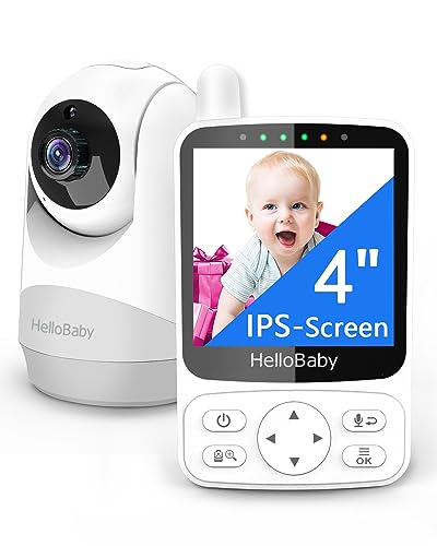 HelloBaby Babyphone mit Kamera,29 Stunden Akkulaufzeit Babyfon,355°/120° Baby Monitor mit Ferngesteuerter Pan-Tilt Kamera 2X Zoom,Infrarot-Nachtsichtkamera ECO-Modus,Bis zu 1000ft,2-Wege-Audio