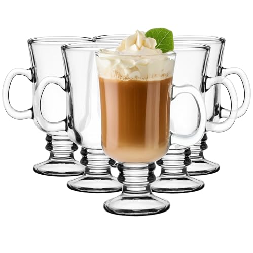 Glasmark KROSNO 1992 Gläser 6er Set 0,2 Liter Kaffeegläser Teegläser Kaffee Tee Glas Irish Coffee Latte Macchiato Glühwein Gläser Trinkgläser Wassergläser Spülmaschinenfest Glasses 6 x 200 ML