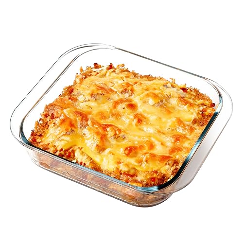 NUTRIUPS Auflaufform Glas, Lasagne Auflaufform,Auflaufform Klein, Transparent,23×23×5.8cm（2.3L)