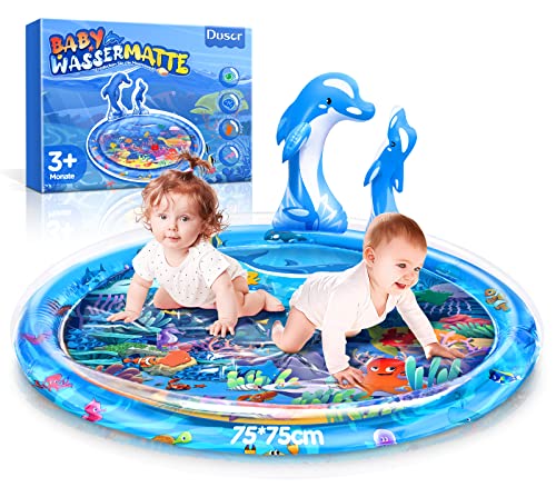 Dusor Wassermatte Baby, Baby Spielzeug 3 6 9 Monate, Spielmatte Baby Aufblasbares Wassermatte für Kinder, Sensorisches Spielzeug Geschenke fördert das Wachstum Baby, Wasserspielzeug BPA-frei（groß）