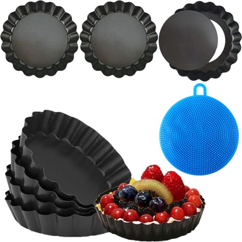 Tartelette Förmchen mit Hebeboden,Mini Tartlettförmchen,Tortlettsformen Tarteform Quicheform Klein Törtchen Formen Rund Baking Pie Form Pan Tart Dish Flan Tins,Tortenbodenform Obstbodenform,Tortenform