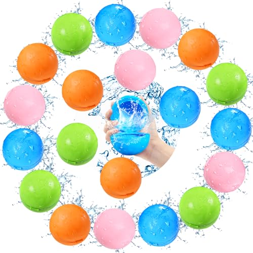 Wiederverwendbare Silikon-Wasserballons selbstdichtende Wasserballons für Kinder schnell füllen Wasserbomben für Splash Game Pool Spielzeug im Freien Spielzeug für Kinder Sommer Spaß Aktivität 20Stück