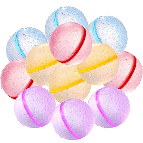 12 Stück Wiederverwendbare Magnetische Wasserballons, Wasserbombe Selbstdichtend Schnellfüllung, Sommerspielzeug, Sommerparty Wasserspielzeug für Mädchen Jungen ab 3 Jahren