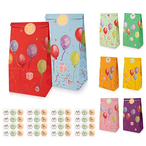 Geschenktüten, Papiertüten, Candybar Tüten, Bunte Geschenktüten Papier, zum Mitgebsel Kindergeburtstag Geschenken, Hochzeit, Party, usw. 22X12X7cm 24 Stück Bunten