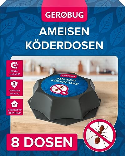 Gerobug® Ameisengift draußen & drinnen - Ameisen-Köderdosen 8 STK. - Ameisenfallen für Innen - Ameisenköder für Innen - Ameisenköderdose Außen - Ameisen bekämpfen - Ameisenmittel