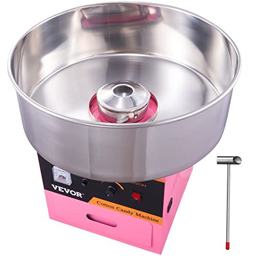 VEVOR Elektrische Zuckerwattemaschine Rosa, Kommerzielles Zuckerwattegerät 1000 W mit Edelstahlschüssel, Zuckerschaufel und Schublade, Perfekt für Zuhause, Kindergeburtstag, Familienfeier