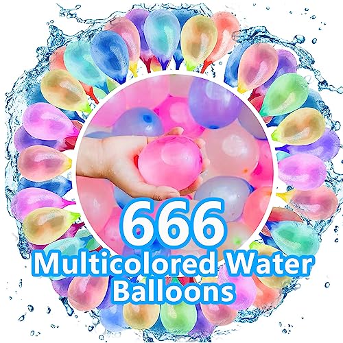 666 Stück Wasserbomben Selbstschließend, 60 Sekunden Schnellfüller Wasserballons Set, Bunt Gemischt Wasser Luftballons, Wasserspielzeug Kinder Sommer Party