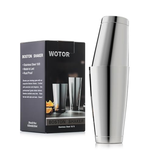 WOTOR Boston Cocktail Shaker Set, 530ml oz & 830ml oz Edelstahl Shaker Dosen mit Gewicht, Metall Martini Shaker Drink Mixer für Bartending, professionelle Bar Tools für Bartender